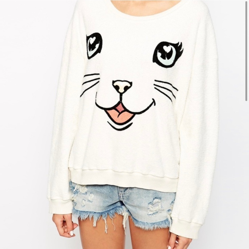 RARE Wildfox Happy Cat Pullover Crewneck - Picture 5 of 13